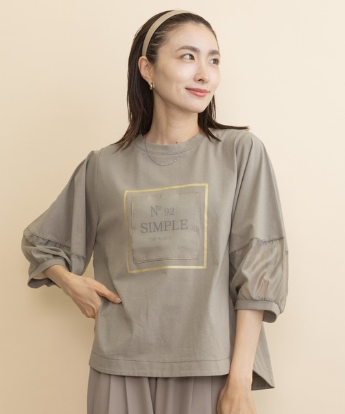 lodie(ロディ)の「”No 92" ロゴモチーフデザインT(Tシャツ/カットソー・レディース・ベージュ/チャコールグレー/ブラック・FREE)」の1枚目の写真