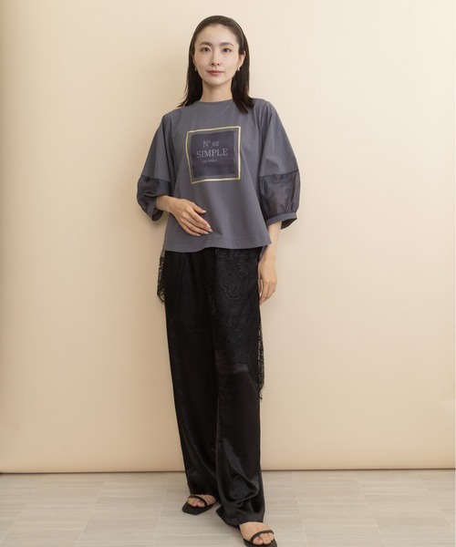 lodie(ロディ)の「”No 92" ロゴモチーフデザインT(Tシャツ/カットソー・レディース・ベージュ/チャコールグレー/ブラック・FREE)」の14枚目の写真