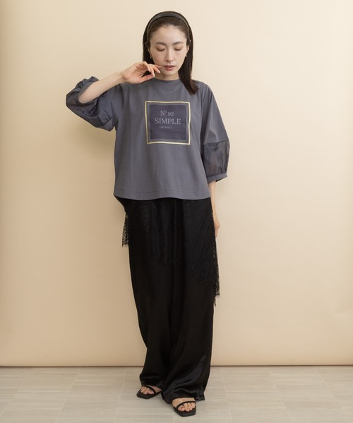 lodie(ロディ)の「”No 92" ロゴモチーフデザインT(Tシャツ/カットソー・レディース・ベージュ/チャコールグレー/ブラック・FREE)」の16枚目の写真