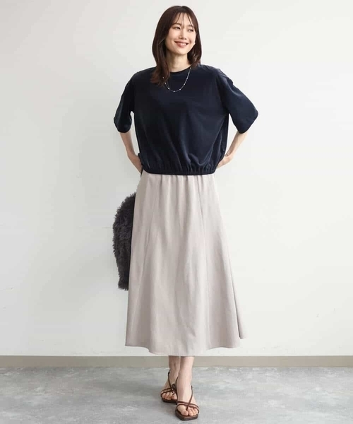 MK MICHEL KLEIN（エムケーミッシェルクラン）の「[洗える]起毛サテンマーメイドシルエットスカート（スカート・レディース・グレイッシュベージュ/ブラウン・38）」の9枚目の写真