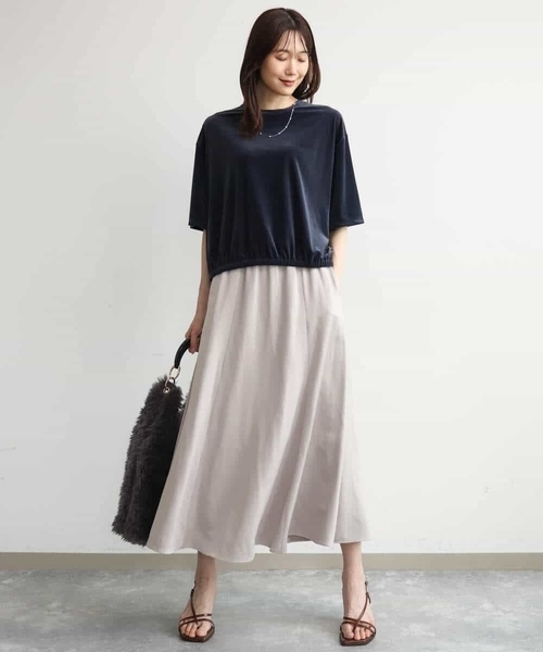 MK MICHEL KLEIN（エムケーミッシェルクラン）の「[洗える]起毛サテンマーメイドシルエットスカート（スカート・レディース・グレイッシュベージュ/ブラウン・38）」の10枚目の写真