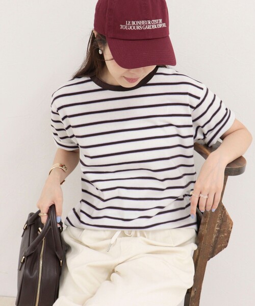 fredy emue(フレディエミュ)の「【汗ジミ軽減】ボーダーTシャツ(Tシャツ/カットソー・レディース・ホワイト系その他/グレー系その他/ブラウン系その他/ピンク系その他・38)」の1枚目の写真