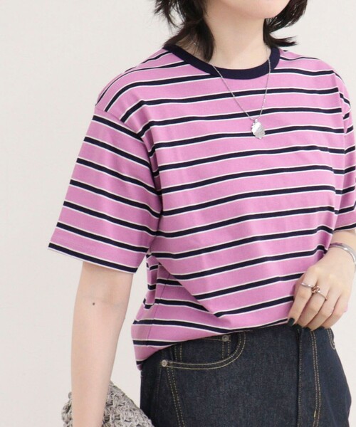 fredy emue(フレディエミュ)の「【汗ジミ軽減】ボーダーTシャツ(Tシャツ/カットソー・レディース・ホワイト系その他/グレー系その他/ブラウン系その他/ピンク系その他・38)」の4枚目の写真