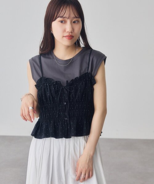 DISCOAT(ディスコート)の「コットンノースリTシャツ(Tシャツ/カットソー・レディース・ブラウン/オフホワイト/オレンジ/チャコールグレー・FREE)」の14枚目の写真