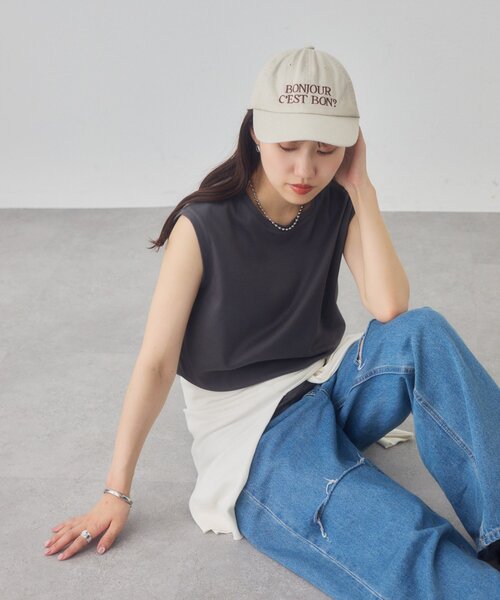 DISCOAT(ディスコート)の「コットンノースリTシャツ(Tシャツ/カットソー・レディース・ブラウン/オフホワイト/オレンジ/チャコールグレー・FREE)」の18枚目の写真