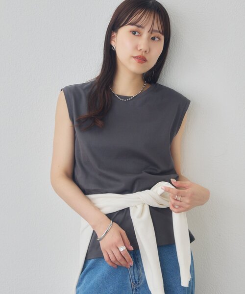 DISCOAT(ディスコート)の「コットンノースリTシャツ(Tシャツ/カットソー・レディース・ブラウン/オフホワイト/オレンジ/チャコールグレー・FREE)」の19枚目の写真