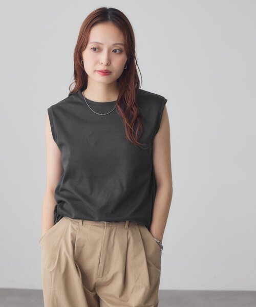 DISCOAT(ディスコート)の「コットンノースリTシャツ(Tシャツ/カットソー・レディース・ブラウン/オフホワイト/オレンジ/チャコールグレー・FREE)」の22枚目の写真