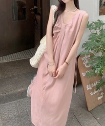 ノースリーブVネックワンピース