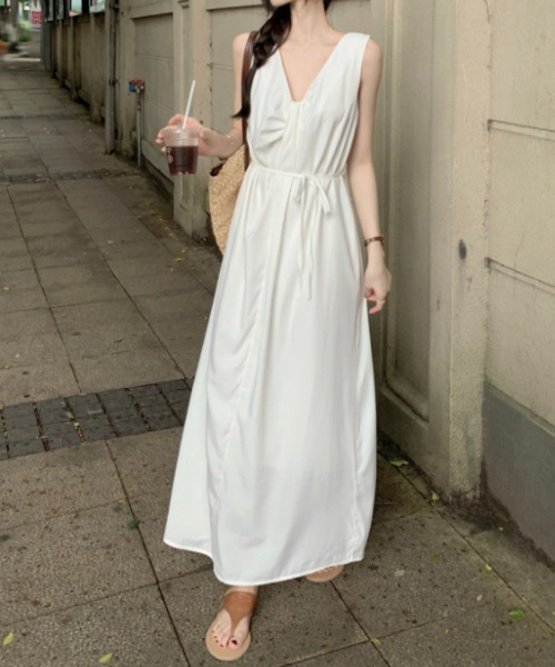 Aelina（エリナ）の「ノースリーブVネックワンピース（ワンピース・レディース・ピンク/ホワイト・FREE）」の20枚目の写真