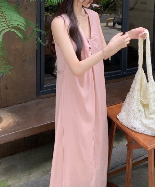 Aelina（エリナ）の「ノースリーブVネックワンピース（ワンピース・レディース・ピンク/ホワイト・FREE）」の10枚目の写真