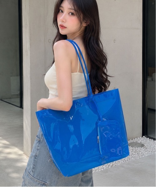 BARELY BLUE（ベアリーブルー）の「【 BARELY BLUE / ベアリーブルー 】 ポーチ付き キャンディ ジェリー トートバッグ（トートバッグ・レディース・グリーン/イエロー/ブルー・FREE）」の22枚目の写真
