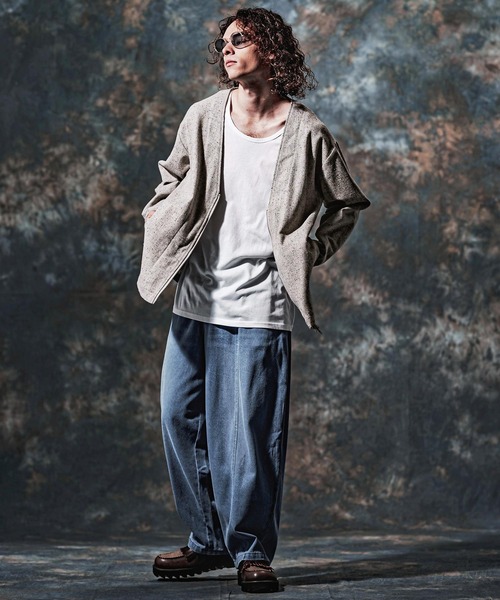 Jih Nunc（ジーヌンク）の「mcg3860-ウール起毛ネップノーカラージップカーデ(JIH-R1216)（カーディガン/ボレロ・メンズ・グレー/ブラック/チャコール・S/L/M）」の19枚目の写真