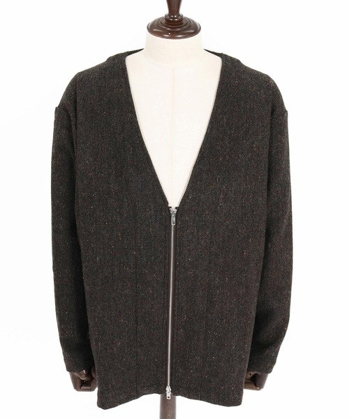 Jih Nunc（ジーヌンク）の「mcg3860-ウール起毛ネップノーカラージップカーデ(JIH-R1216)（カーディガン/ボレロ・メンズ・グレー/ブラック/チャコール・S/L/M）」の12枚目の写真