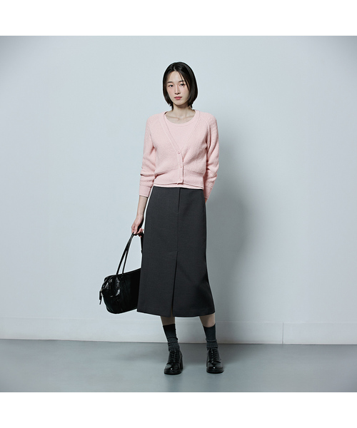 MIND BRIDGE WOMEN（マインドブリッジウーマン）の「[COUTURE]Hラインベルト付きスリットスカート - 2カラー（スカート・レディース・ブラック/チャコール・55/66）」の2枚目の写真