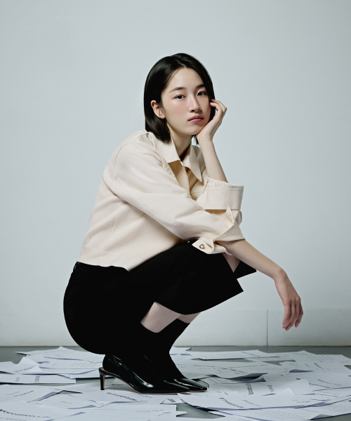 MIND BRIDGE WOMEN（マインドブリッジウーマン）の「[COUTURE]Hラインベルト付きスリットスカート - 2カラー（スカート・レディース・ブラック/チャコール・55/66）」の5枚目の写真