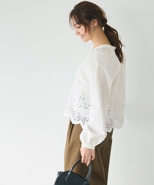 coca(coca)(コカ)の「\速乾/スカラップレースブラウス(シャツ/ブラウス・レディース・ブラウン/ホワイト・L/M/S)」の6枚目の写真