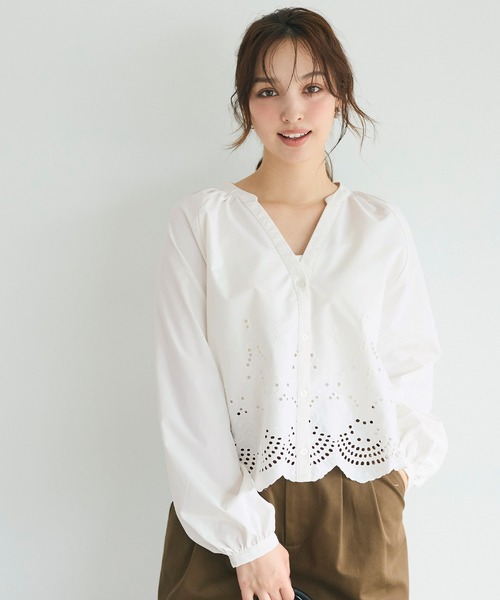 coca(coca)(コカ)の「\速乾/スカラップレースブラウス(シャツ/ブラウス・レディース・ブラウン/ホワイト・L/M/S)」の8枚目の写真