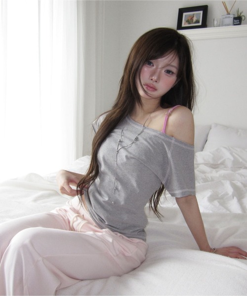 modimood（モディムード）の「[MADE] コントラストステッチ2WAYラグラン半袖Tシャツ（Tシャツ/カットソー・レディース・グレー/レモンイエロー・FREE）」の22枚目の写真