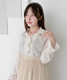 ローズ刺繍ラッフル衿ブラウス/fint フィント