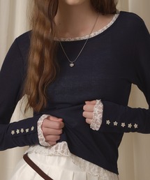 sheer sleeve design long T-shirt/シアー袖デザインロンT