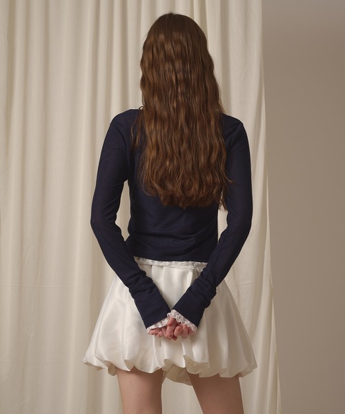hazyl(ヘイジル)の「sheer sleeve design long T-shirt/シアー袖デザインロンT(Tシャツ/カットソー・レディース・ブラウン系その他/ネイビー/オフホワイト/ピンク・フリー)」の20枚目の写真