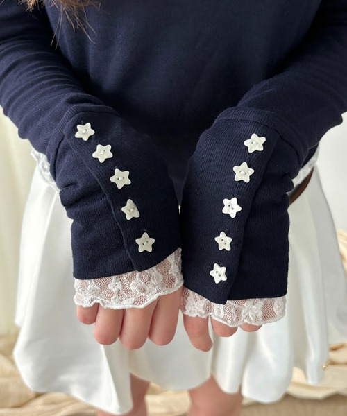 hazyl(ヘイジル)の「sheer sleeve design long T-shirt/シアー袖デザインロンT(Tシャツ/カットソー・レディース・ブラウン系その他/ネイビー/オフホワイト/ピンク・フリー)」の11枚目の写真