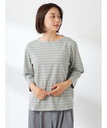 コットンボーダー七分袖Tシャツ