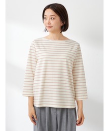 コットンボーダー七分袖Tシャツ