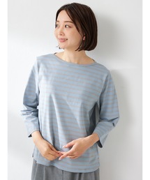 コットンボーダー七分袖Tシャツ