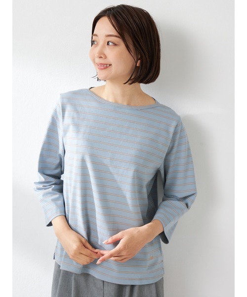 Tシャツ/カットソー（ブルー・ネイビー/青色系・ボーダー柄