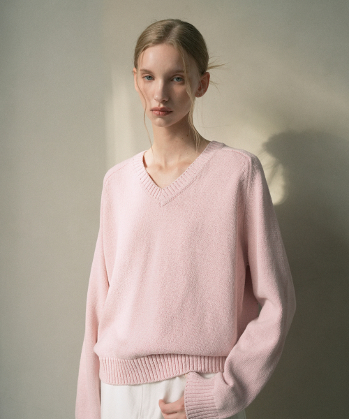 VLETI（ブレッティ）の「Cotton 100% V-neck Knit (pink)（ニット/セーター・レディース・ピンク・FREE）」の2枚目の写真