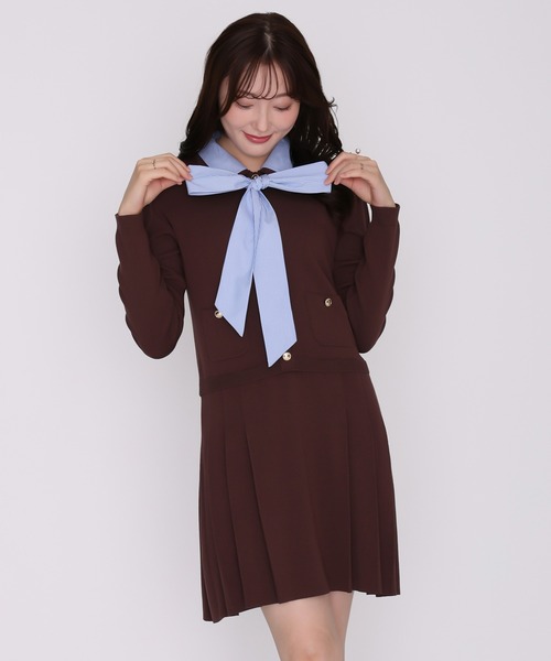 MISCH MASCH(ミッシュマッシュ)の「2026秋冬新作 シャツ襟付きボウタイプリーツミニニットワンピース(ワンピース・レディース・ブラウン/ブラック・フリ-)」の21枚目の写真