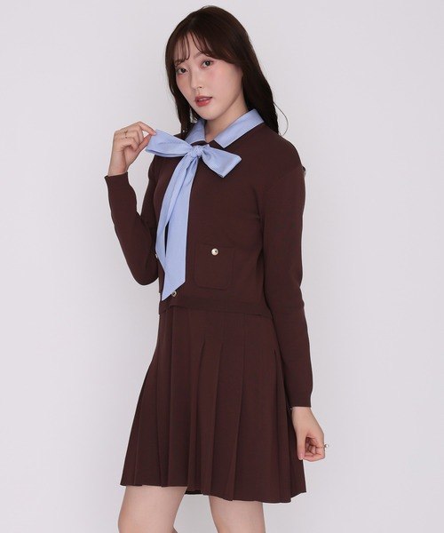 MISCH MASCH(ミッシュマッシュ)の「2026秋冬新作 シャツ襟付きボウタイプリーツミニニットワンピース(ワンピース・レディース・ブラウン/ブラック・フリ-)」の22枚目の写真