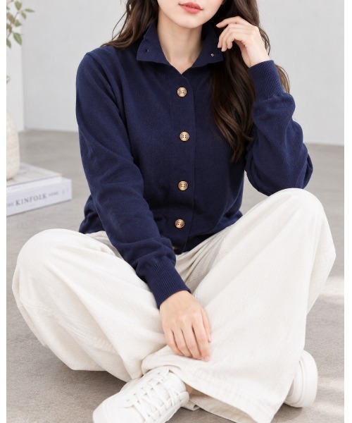 FAZVY(ファズビー)の「きちんと感を纏う 襟付きニットカーディガン(カーディガン/ボレロ・レディース・ブラック/ネイビー/ブラウン/ベージュ/ホワイト・M)」の22枚目の写真