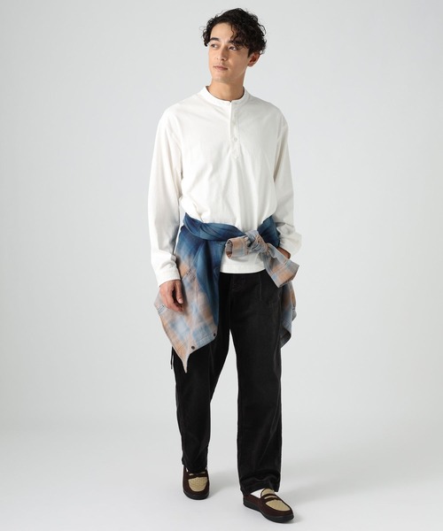 BAYFLOW(ベイフロー)の「スラブヘンリーTシャツ(Tシャツ/カットソー・メンズ・カーキ/オフホワイト/チャコール・MEDIUM/LARGE)」の16枚目の写真