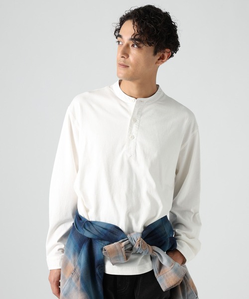BAYFLOW(ベイフロー)の「スラブヘンリーTシャツ(Tシャツ/カットソー・メンズ・カーキ/オフホワイト/チャコール・MEDIUM/LARGE)」の10枚目の写真