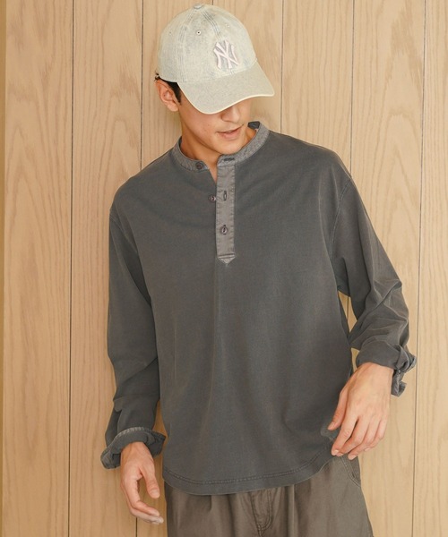 BAYFLOW(ベイフロー)の「スラブヘンリーTシャツ(Tシャツ/カットソー・メンズ・カーキ/オフホワイト/チャコール・MEDIUM/LARGE)」の13枚目の写真