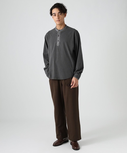 BAYFLOW(ベイフロー)の「スラブヘンリーTシャツ(Tシャツ/カットソー・メンズ・カーキ/オフホワイト/チャコール・MEDIUM/LARGE)」の14枚目の写真