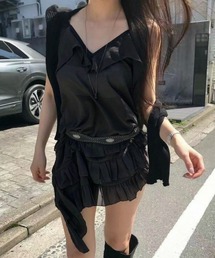 ティアードフリルミニキャミワンピース