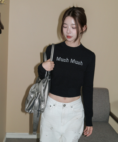 muahmuah（ムーアムーア）の「エンブロイダリー モックネック ニット [ブラック]（ニット/セーター・レディース・その他・FREE）」の9枚目の写真