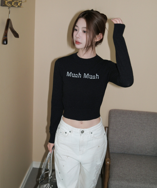 muahmuah（ムーアムーア）の「エンブロイダリー モックネック ニット [ブラック]（ニット/セーター・レディース・その他・FREE）」の11枚目の写真