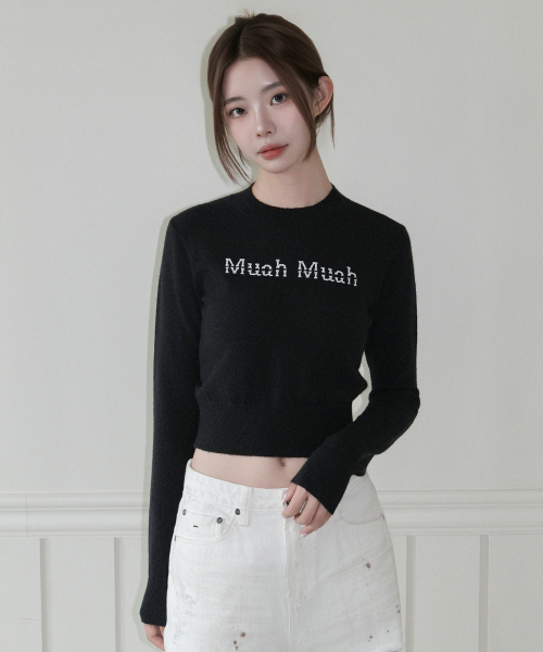 muahmuah（ムーアムーア）の「エンブロイダリー モックネック ニット [ブラック]（ニット/セーター・レディース・その他・FREE）」の6枚目の写真