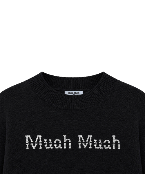 muahmuah（ムーアムーア）の「エンブロイダリー モックネック ニット [ブラック]（ニット/セーター・レディース・その他・FREE）」の2枚目の写真