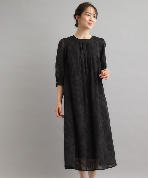 LAURA ASHLEY(ローラアシュレイ)の「【洗える/カラー&無地展開あり】アーシャ柄 ジャカードワンピース(ワンピース・レディース・ブラック/ブラック系/ワイン系1・40/38)」の7枚目の写真