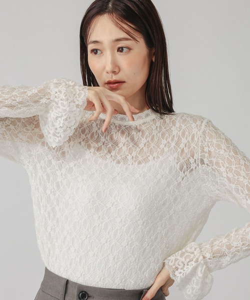 GLOBAL WORK(グローバルワーク)の「フレアスリーブレースプルオーバー/1046128(Tシャツ/カットソー・レディース・オフホワイト/ブラック・LARGE/MEDIUM)」の14枚目の写真