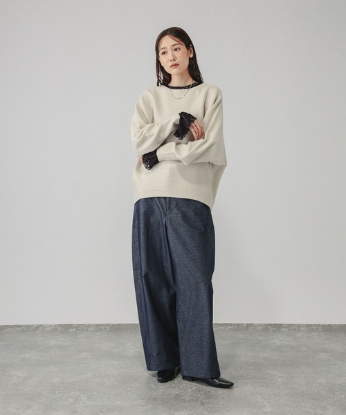 GLOBAL WORK(グローバルワーク)の「フレアスリーブレースプルオーバー/1046128(Tシャツ/カットソー・レディース・オフホワイト/ブラック・LARGE/MEDIUM)」の16枚目の写真