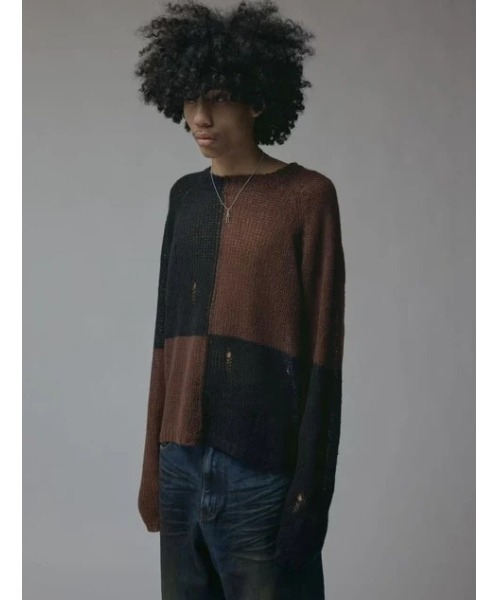 L.H.P(エルエイチピー)の「Basketcase/バスケットケース/QUADCUT KNIT(ニット/セーター・メンズ・ブラウン・L)」の1枚目の写真