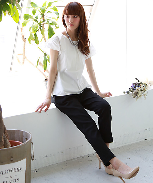 REAL CUBE（リアルキューブ）の「REAL CUBE やわらかストレッチサルエルパンツ（その他パンツ・レディース・ネイビー/ブラック/カーキ/オフホワイト・S/M）」の5枚目の写真