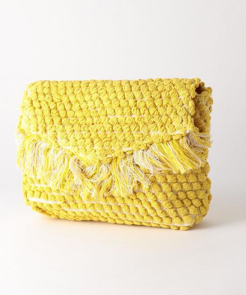 Another Edition（アナザーエディション）の「ジャカードフリンジクラッチバッグ/AEBC JQ FRNG CLT◆（ショルダーバッグ・レディース・ブラウン/イエロー/ライトブルー・FREE）」の7枚目の写真