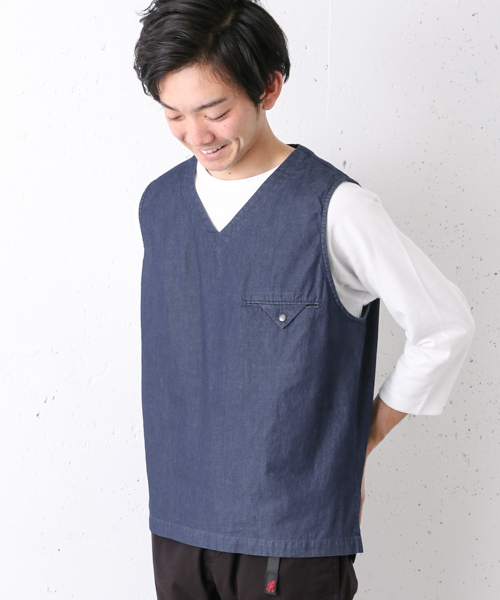 URBAN RESEARCH DOORS MENS（アーバンリサーチ ドアーズ メンズ）の「DOORS コーマデニムP/Oベスト（ベスト・メンズ・ブラック/インディゴブルー・40/38）」の2枚目の写真